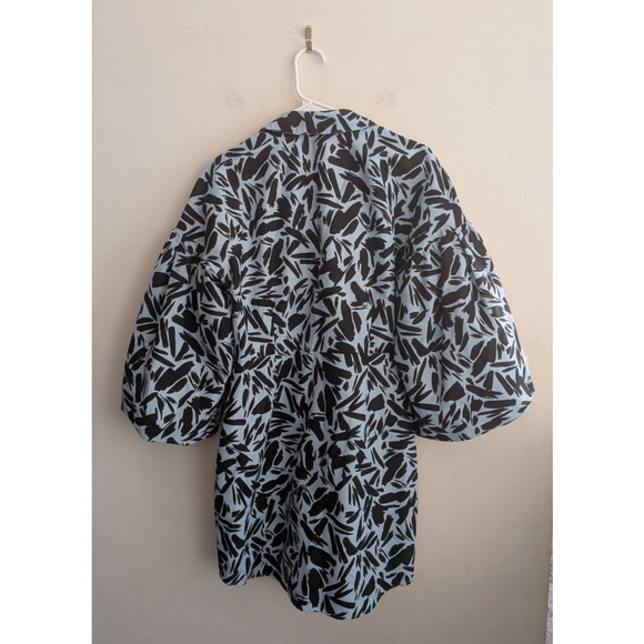 Women's Veronica Beard Mini Shirt Dress Size 8 Blue Black Leaf Print - Picture 5 of 12